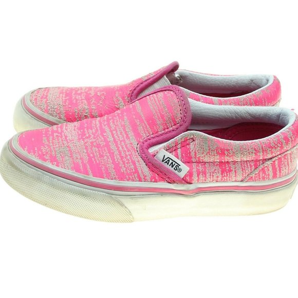 neon pink vans slip ons